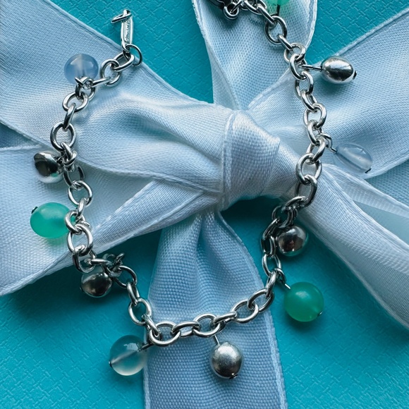 RARE Tiffany & Co Chrysoprase, Moonstone, Bead Bracelet, 6.9" - Picture 5 of 12